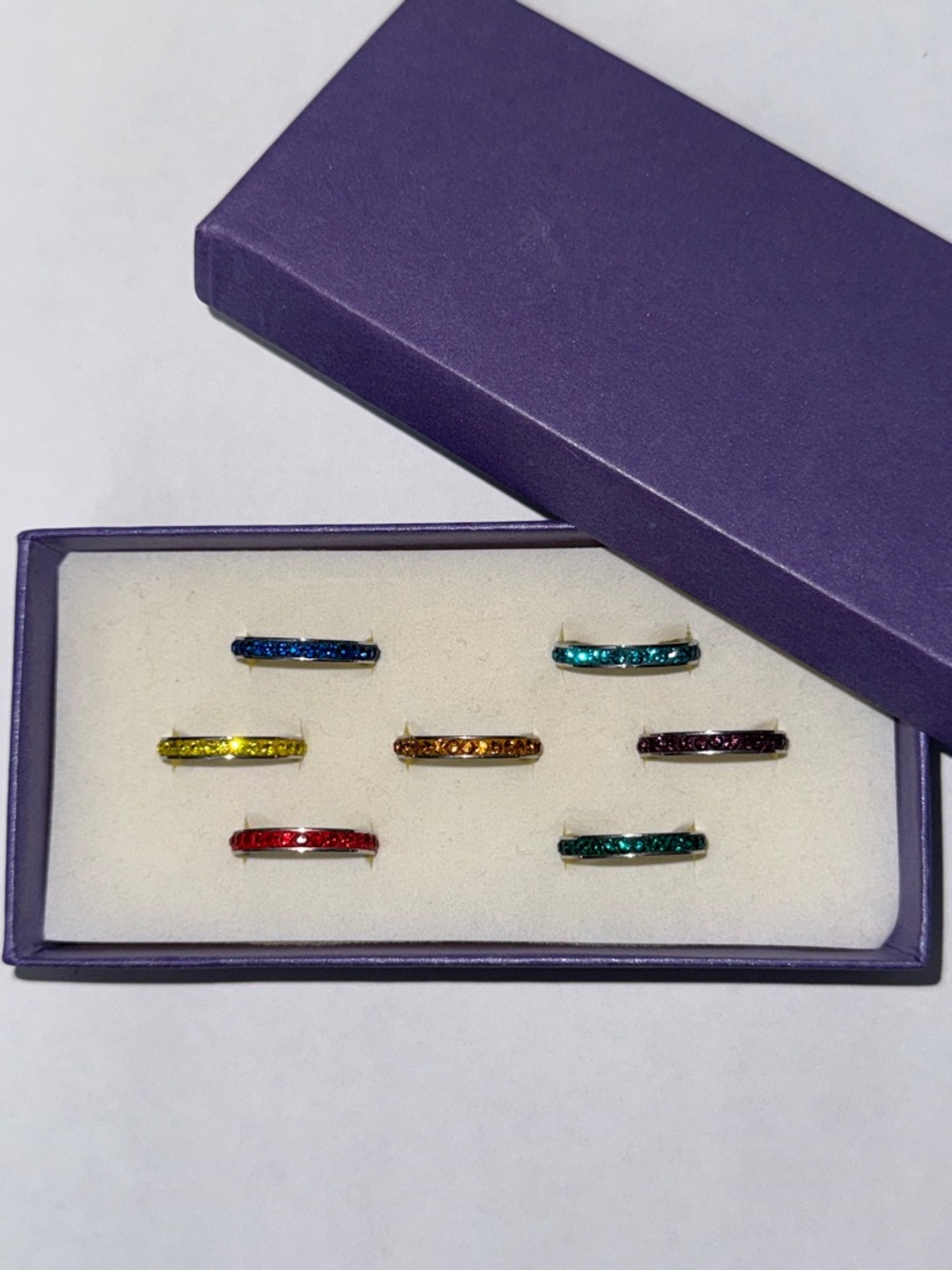 Multicolor Crystal Stackable Band Set - Size 9